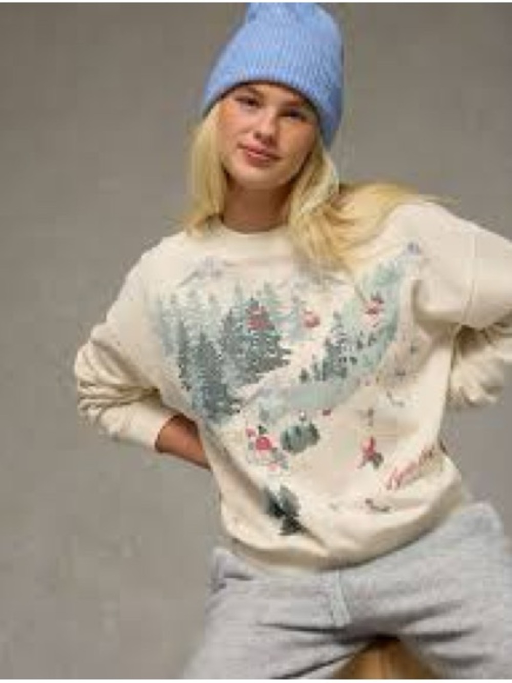 American Eagle Apres Ski Graphic Sweatshirt Crewneck Sweatshirt Medium